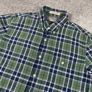 LL Bean Button Down Shirt Mens Medium Slightly Fitted Dress Shirt Plaid Cotton